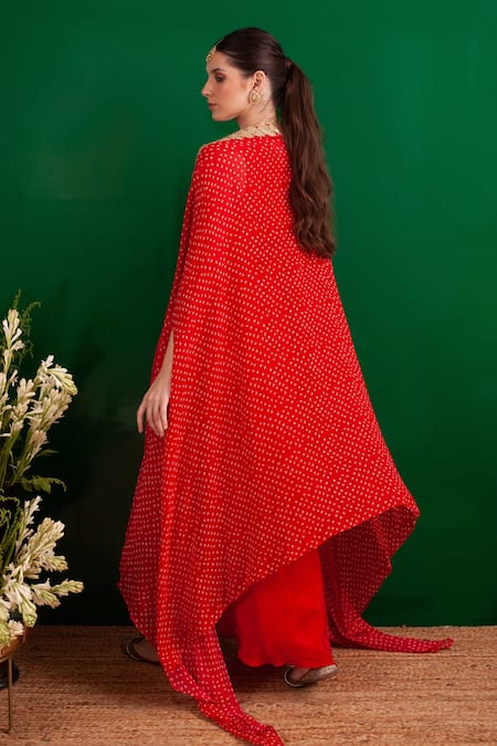 Palak & Mehak Bandhani Print Cape With Dress 