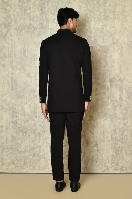 Aryavir Malhotra Cotton Silk Lycra Bandhgala & Pant Set 