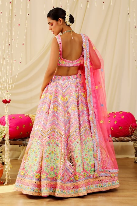 Rajbinder Chahal Chevron Embellished Bridal Lehenga Set 