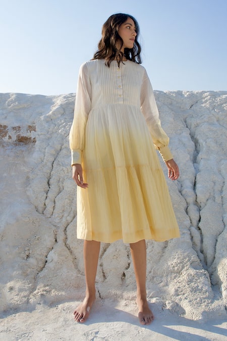 The Loom Art Button Placket Tiered Dress 