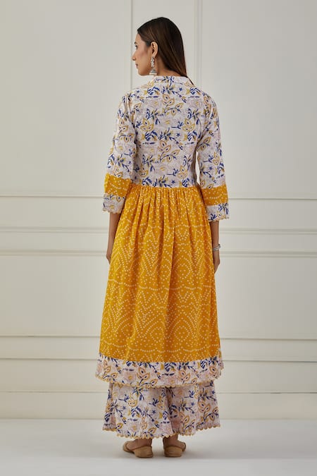 Musal Basant Floral & Bandhani Anarkali Set 