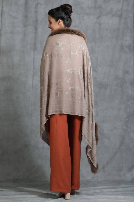 Shop Dusala Grey Lotus Design Swarovski Work Stole at Aza Fashions Shop_Dusala_Grey Lotus Design Swarovski Work Stole _at_Aza_Fashions