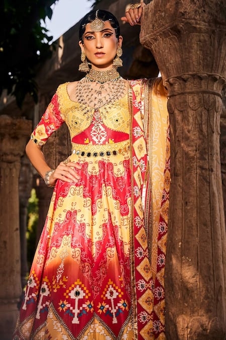 The Royaleum Patola Print Anarkali With Dupatta 