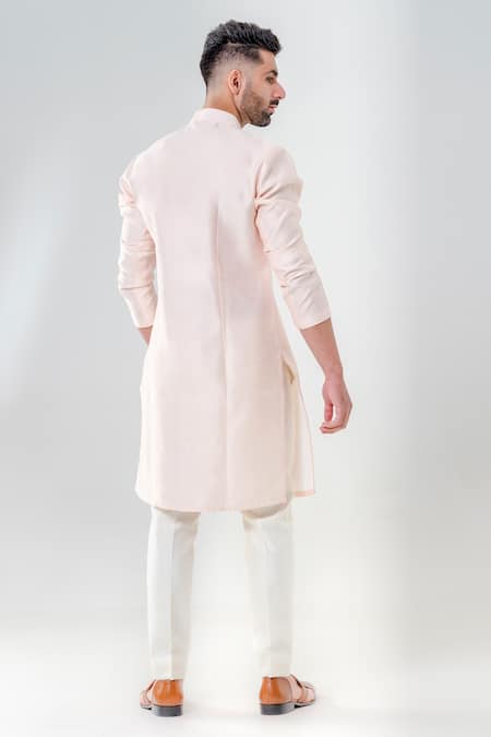 Shop_Amrit Dawani_Pink Cotton, Silk Kurta With Trouser _at_Aza_Fashions