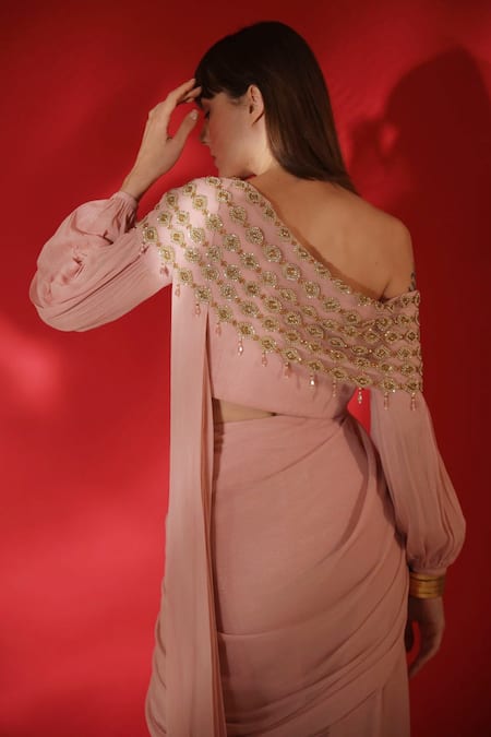 Sanchi Juneja Embroidered Pre-Stitched Saree Set 