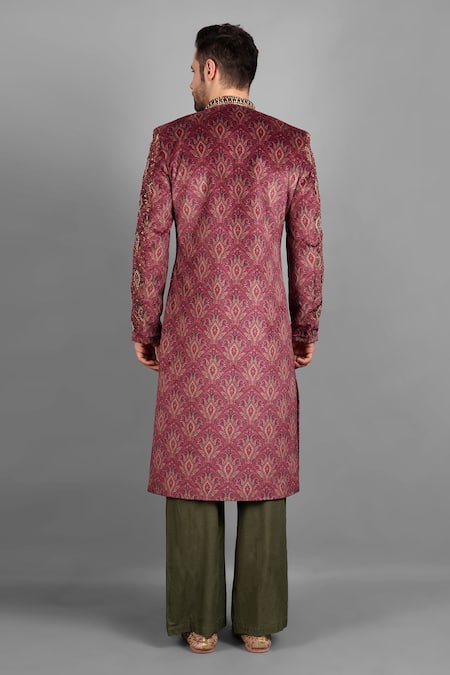 Soniya G Velvet Printed Sherwani Set 