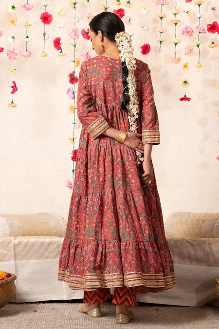 Marche Hand Block Print Anarkali Set 