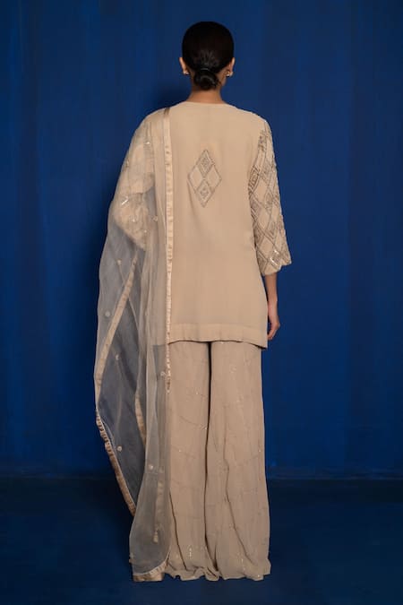 Romaa Geometric Embroidered Kurta Sharara Set 