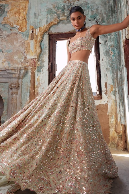 Tamanna Punjabi Kapoor Resham & Mirror Embroidered Bridal Lehenga Set 