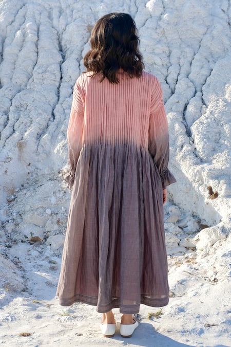 The Loom Art Pleated Button Down Shirt Dress 