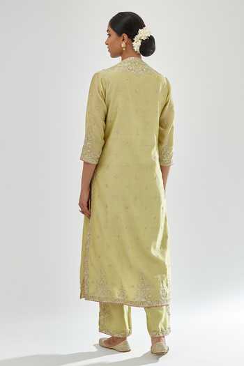 Kora Silk Chanderi Straight Kurta Set 