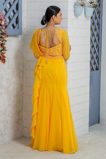 Tamaraa By Tahani Lehenga Saree With Embroidered Blouse 