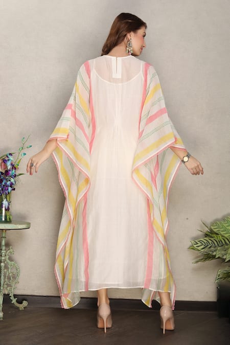 Falguni.Foram Silk Chanderi Kaftan Dress 