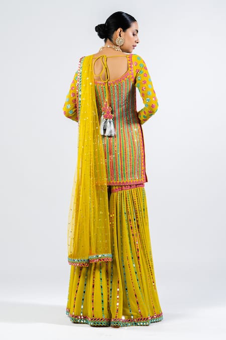 Vvani By Vani Vats Mirror Work Kurta Sharara Set 