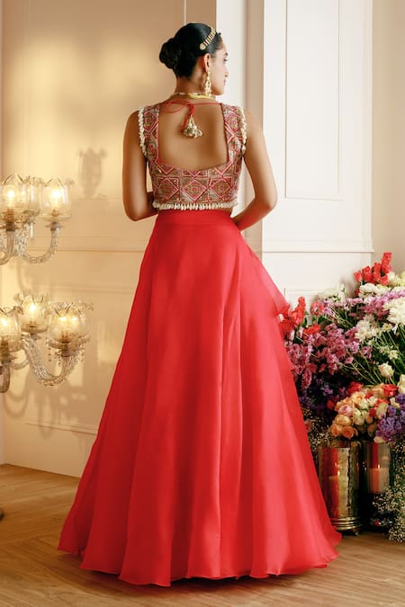 Nehha Nhata Layered Lehenga With Hand Embroidered Blouse 