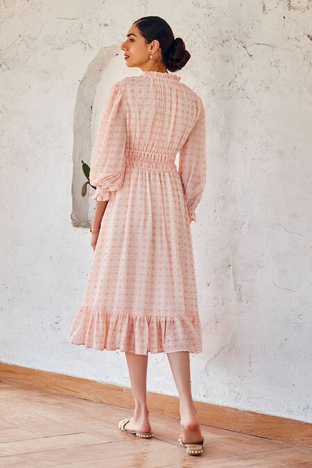 Shop_House Of Fett_Orange Georgette Sylvie Dress_at_Aza_Fashions