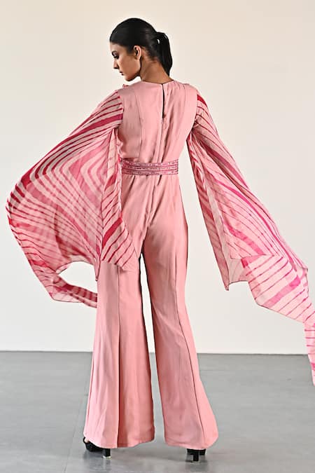 K-Anshika Leheriya Pattern Cape Sleeve Jumpsuit 