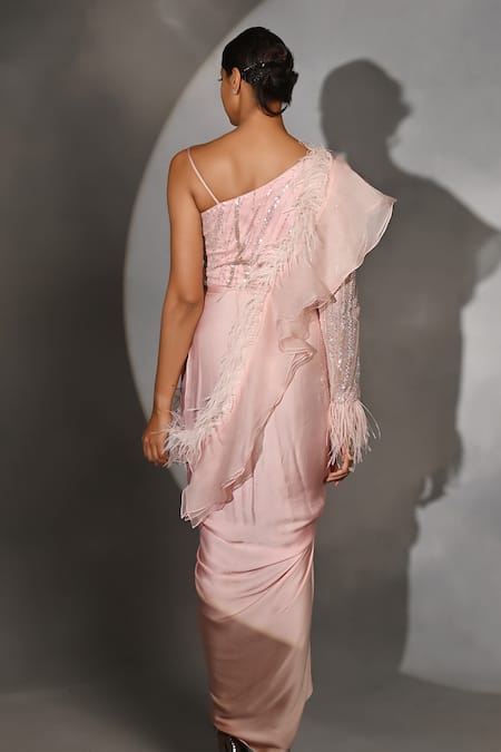 Jyoti Sachdev Iyer Pink Embroidered Draped Saree 