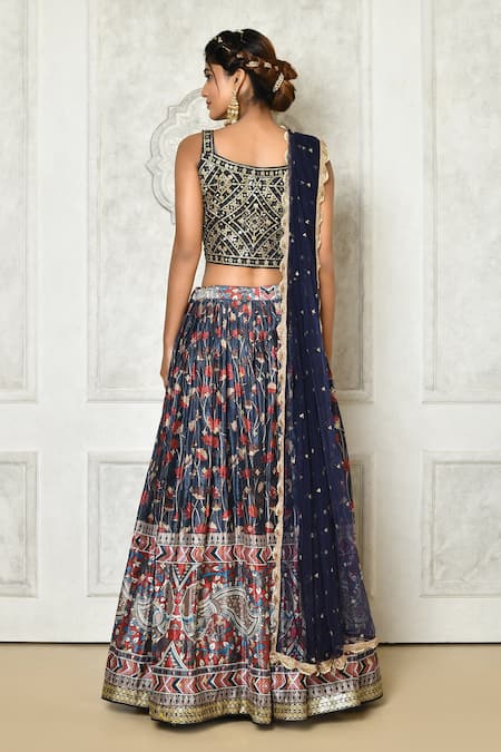 Samyukta Singhania Embroidered Choli With Printed Lehenga Set 