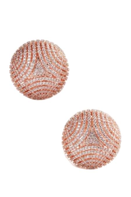 Mozaati_Red Stone Cleopatra Handcrafted Ear Studs _Online_at_Aza_Fashions