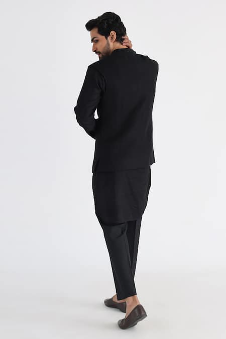 Shop Smriti By Anju Agarwal Black Bamboo Embroidery Checkered Nehru Jacket at Aza Fashions Shop_Smriti By Anju Agarwal_Black Bamboo Embroidery Checkered Nehru Jacket _at_Aza_Fashions