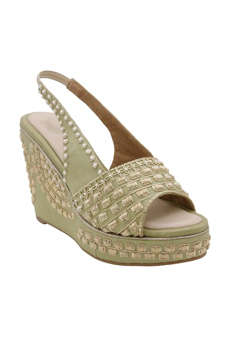 Veruschka By Payal Kothari Ektara Zardozi Embroidered Wedges 