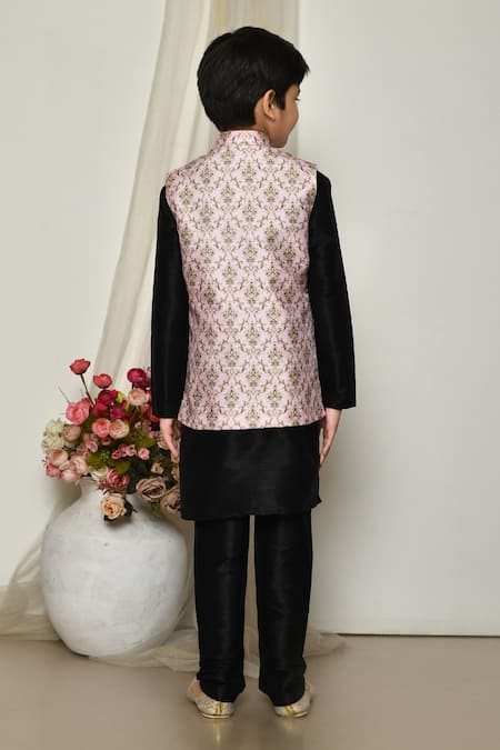 Petite Pomme Floral Baroque Print Jacket Kurta Set 