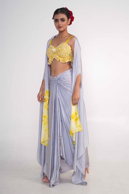 Merge Design Ice Blue Tie Dye Dhoti Set 