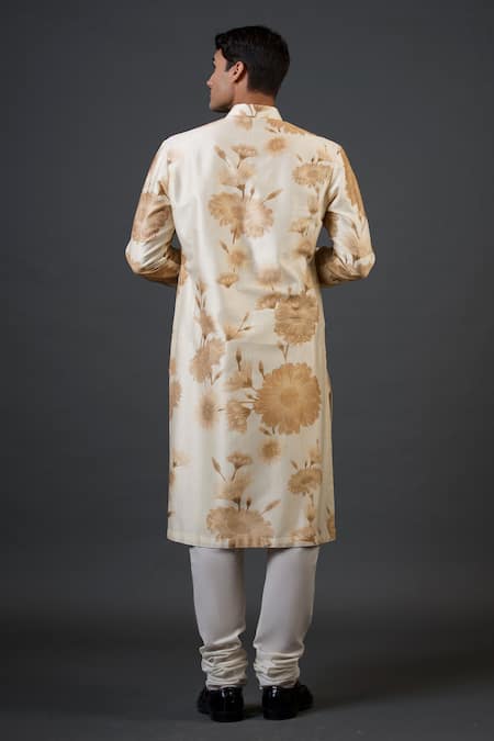 Shop_Balance By Rohit Bal_Ivory Chanderi Silk Printed Kurta Set _at_Aza_Fashions