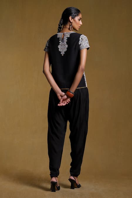 Ritu Kumar Short Embroidered Kurta With Dhoti Pant 