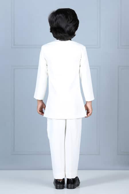 Shop The Little Celebs Cream Silk Embroidery Bandhgala Coat And Pant Set at Aza Fashions Shop_The Little Celebs_Cream Silk Embroidery Bandhgala Coat And Pant Set _at_Aza_Fashions