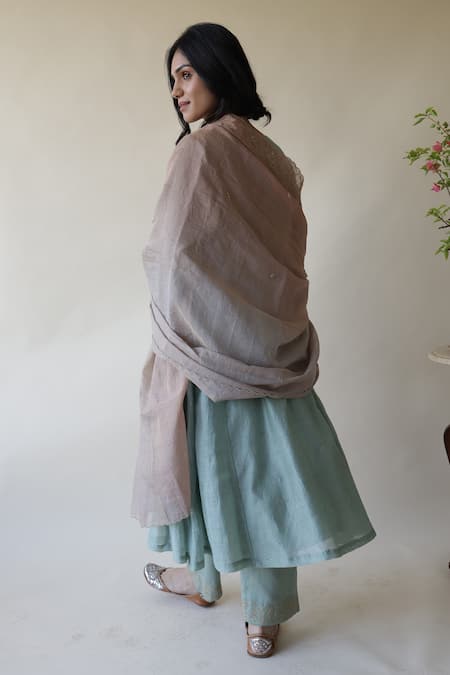 Rhua Adiba A-Line Mukaish Work Kurta Set 