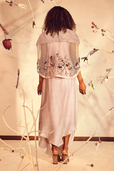 Babita Malkani Floral Embroidered Jacket & Dhoti Skirt Set 