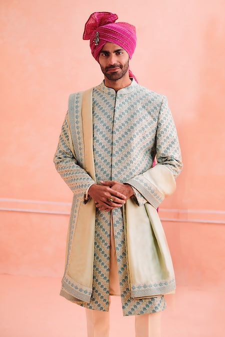 Philocaly Pallav Hand Embroidered Sherwani Set 