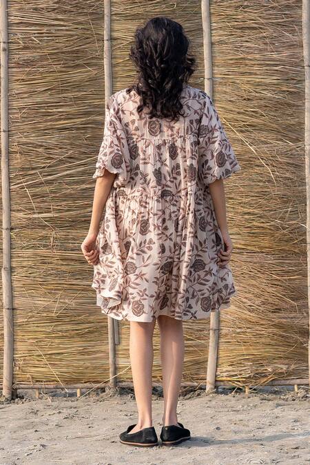 Shop Ayaka Ivory Viscose Embroidery Floral Print Dress at Aza Fashions Shop_Ayaka_Ivory Viscose Embroidery Floral Print Dress _at_Aza_Fashions