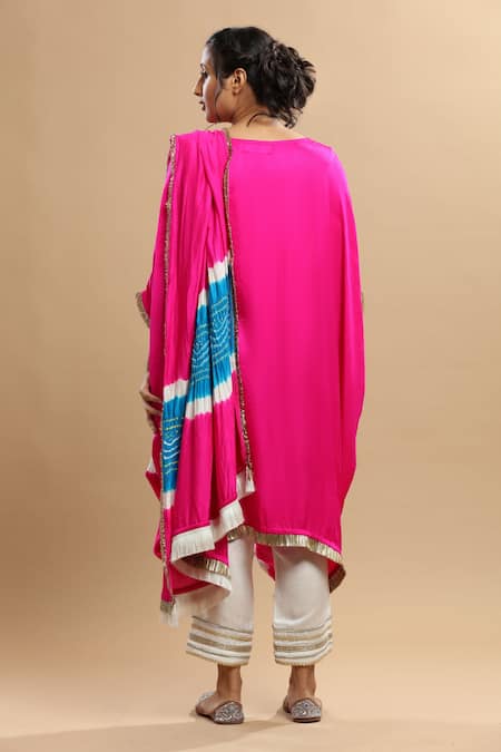 Etasha By Asha Jain Bandhani Pattern Draped Kaftan & Pant Set 