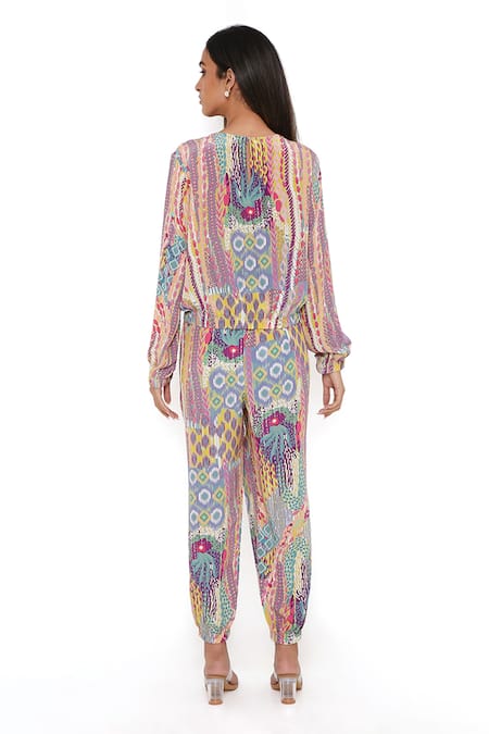 PS Pret By Payal Singhal African Print Top & Joggers Set