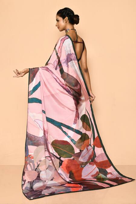 Shop Samyukta Singhania Pink Jute Silk Printed Digital Saree at Aza Fashions Shop_Samyukta Singhania_Pink Jute Silk Printed Digital Saree_at_Aza_Fashions