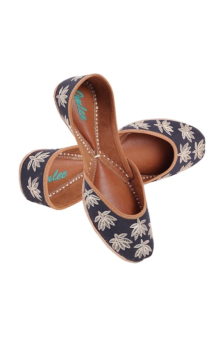 Imlee Jaipur Sombre Lotus Embroidered Juttis 