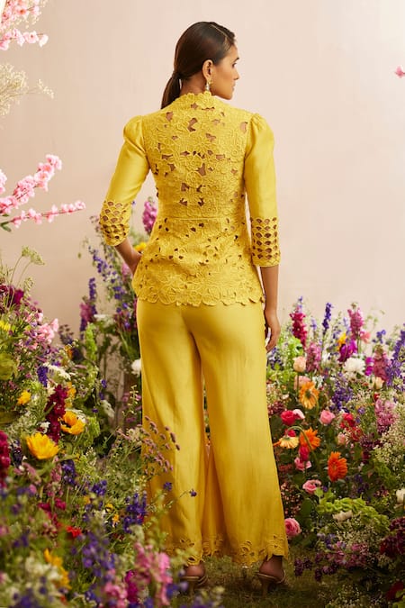 Chandrima Flora Cut Work Peplum Jacket 