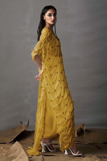 AK-OK Embroidered Slip Dress With Top Skirt Set 