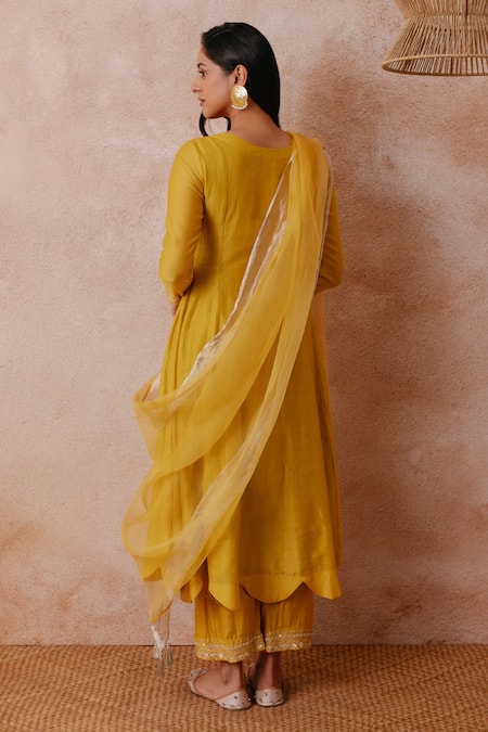 Label Mansi Nagdev Rumaisa Embroidered Chanderi Anarkali Palazzo Set 