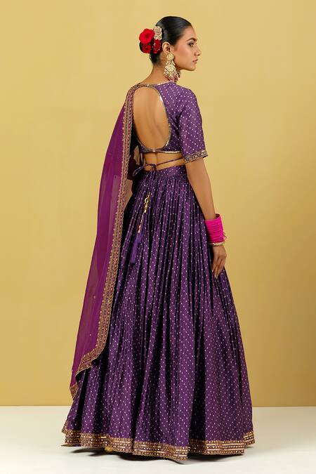 Shop Ikshita Choudhary Purple Tissue Embroidered Sequin Work Scallop Border Dupatta at Aza Fashions Shop_Ikshita Choudhary_Purple Tissue Embroidered Sequin Work Scallop Border Dupatta_at_Aza_Fashions