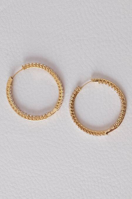 Shop Anushka Jain Jewellery Gold Plated Stones Inside Out Hoop Earrings at Aza Fashions Shop_Anushka Jain Jewellery_Gold Plated Stones Inside Out Hoop Earrings_at_Aza_Fashions