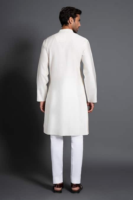 Shop Raghavendra Rathore Jodhpur Off White Silk Applique Work Kurta at Aza Fashions Shop_Raghavendra Rathore Jodhpur_Off White Silk Applique Work Kurta _at_Aza_Fashions