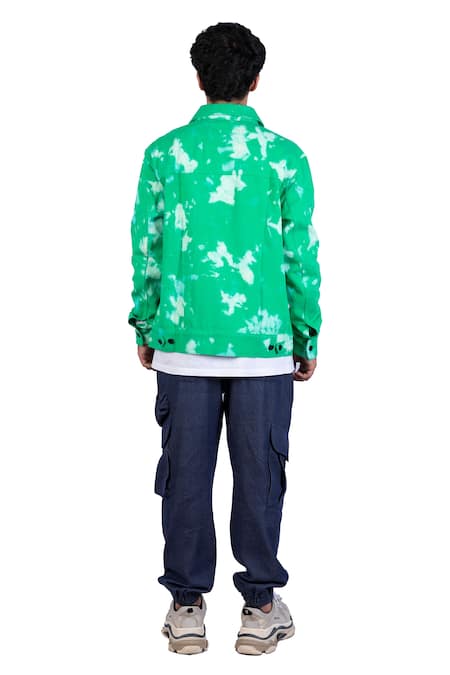 Shop_Theorem_Green Cotton Tie Dye Jacket  _at_Aza_Fashions