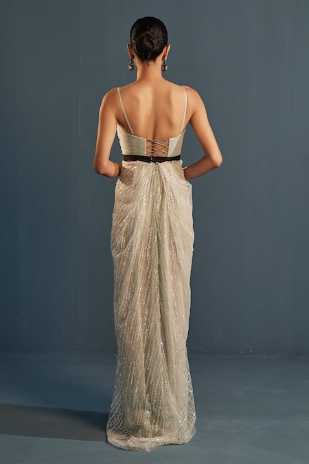 Cedar & Pine Stripe Embroidered Gown 