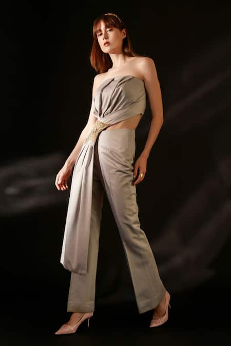 Sanchi Juneja Italian Satin Bell-Bottom Pant Set 