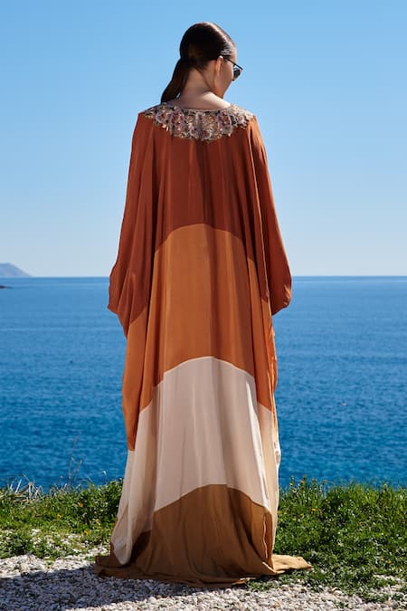 Shop Shruti Sancheti Multi Color Crepe Embroidery, Sequins V-neck Gown at Aza Fashions Shop_Shruti Sancheti_Multi Color Crepe Embroidery, Sequins V-neck Gown _at_Aza_Fashions