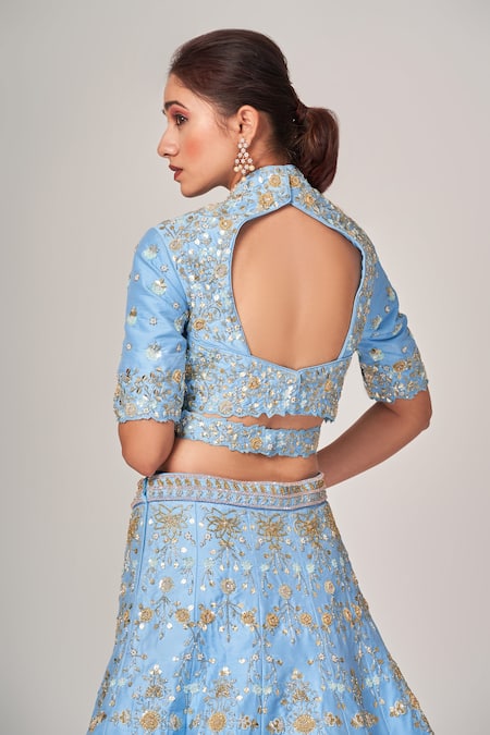 Tamaraa By Tahani Doris Floral Sequin Embellished Lehenga Set 